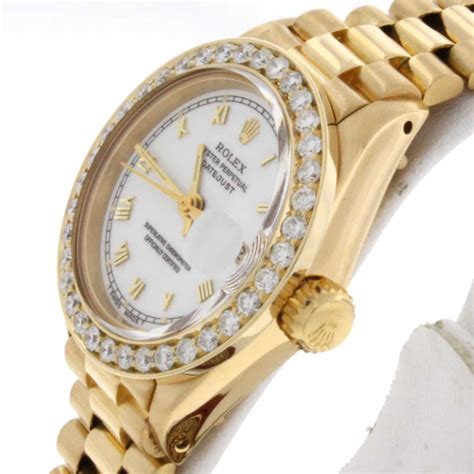 ladies rolex 26mm 1.2 ct diamond bezel|Rolex presidential with diamond bezel.